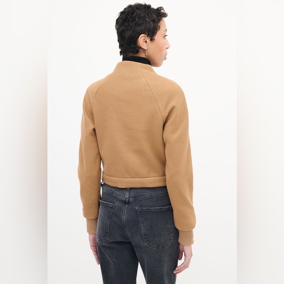 Jason Wu Camel/Tan Snap Button & Zip Crop Bomber Jacket - Picture 5 of 6